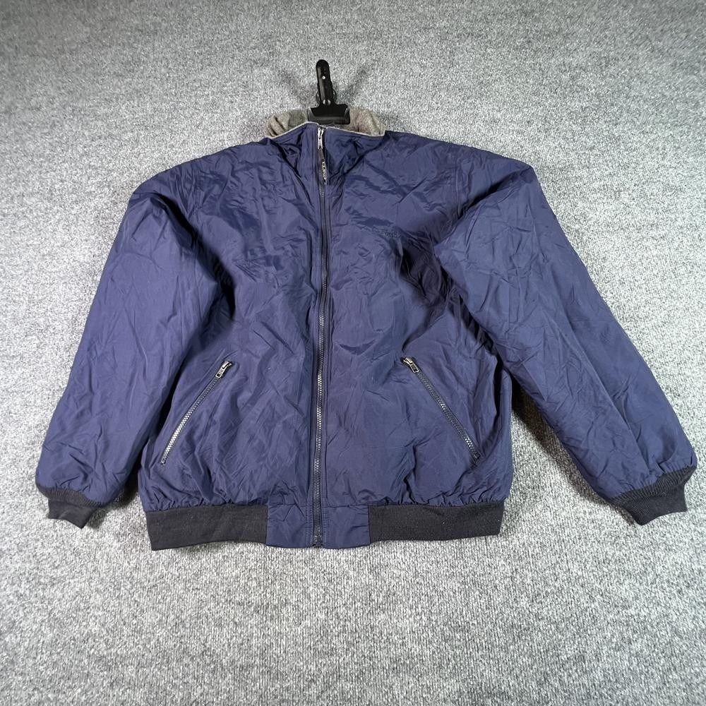 L.L. Bean Windbreaker Jacket Mens Large Blue Nylon Lined Hiking Full-Zip 205107
